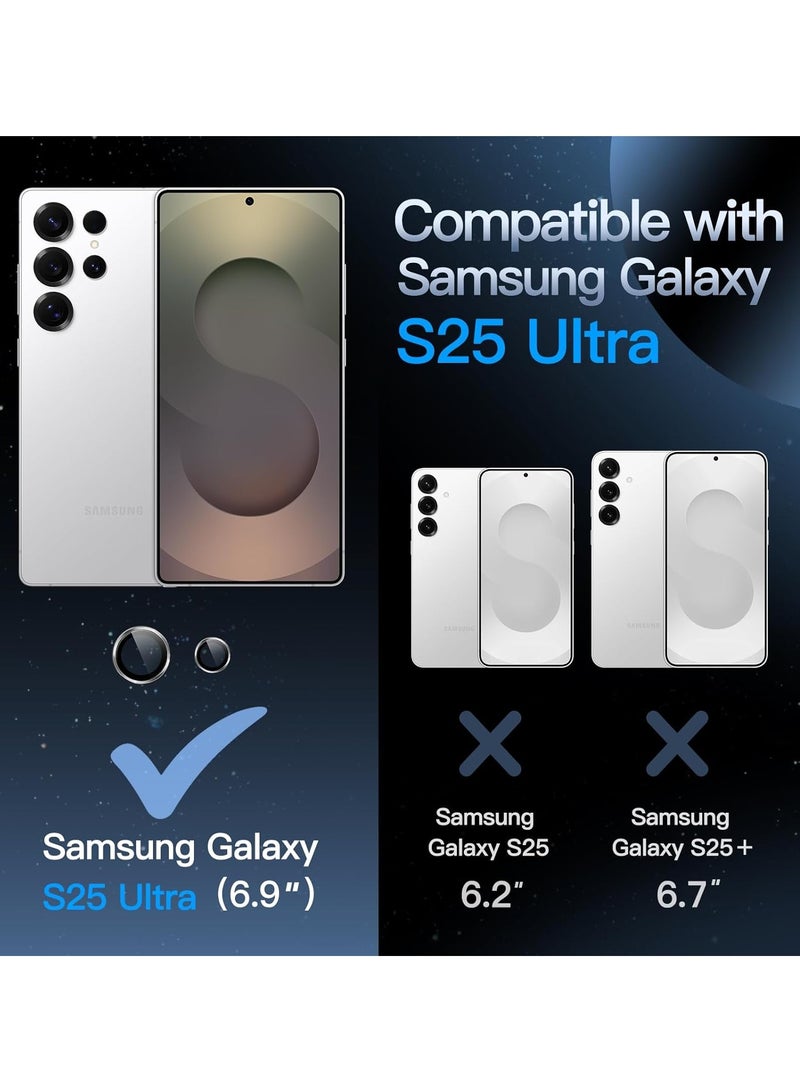DUSALA Camera Lens Protector for Samsung Galaxy S25 Ultra 5G, 9H Tempered Glass Metal Individual Ring Cover, Easy Installation Tray, HD Clear, 1 Set (Titanium Whitesilver) - Image 2