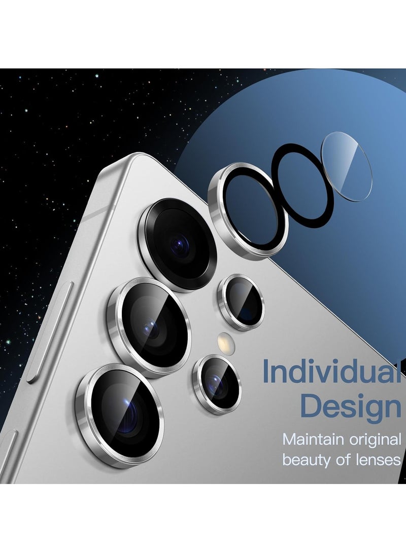 DUSALA Camera Lens Protector for Samsung Galaxy S25 Ultra 5G, 9H Tempered Glass Metal Individual Ring Cover, Easy Installation Tray, HD Clear, 1 Set (Titanium Whitesilver) - Image 3