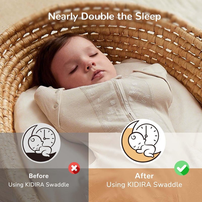 KIDIRA Transition Swaddle Sleep Sack  3-6 Months  12-18 Lb  2-Way Zipper  Moisture-Wicking Fabric  Improves Sleep  Snug Fit (Jungle And Deer) - Image 3