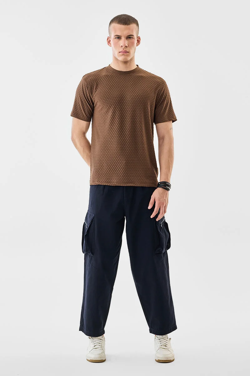 SNITCH Textured Stretch Regular Fit T-Shirt