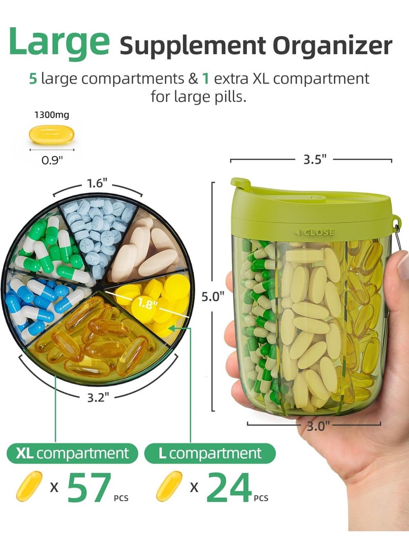 Large Supplement Organizer Bottle, Holds Plenty of Vitamins in 1 Monthly Pill Dispenser with Anti-Mixing & Wide Openings Design, Easy to Retrieve Meds, Includes 20 Pcs Stick-on Labels Green - Image 2