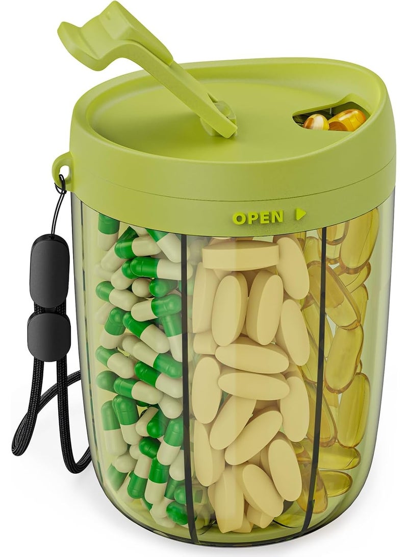 Large Supplement Organizer Bottle, Holds Plenty of Vitamins in 1 Monthly Pill Dispenser with Anti-Mixing & Wide Openings Design, Easy to Retrieve Meds, Includes 20 Pcs Stick-on Labels Green - Image 1
