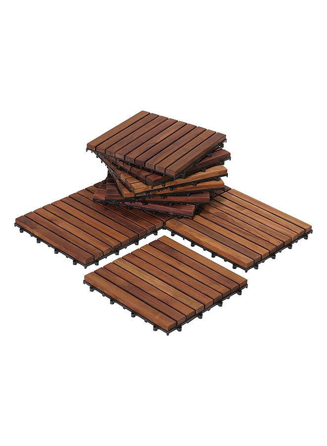 HOME TASTE Hometaste Wooden Decking Tiles - Interlocking Wood Flooring For Garden Pathways, Patios, Durable Wood Tiles For Outdoor And Indoor Use (Style_4, 10_Pieces) 