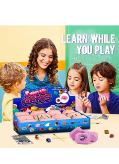 MAGIC VAULT Gemstones Dig Kit - Dig it up 12 Real Gemstone and Crystal for Kids Gems Digging Kit Mineral & Rock Collection for Kids Archaeology Geology Science Educational Gift STEM Toys for Boys & Girls  - Image 4