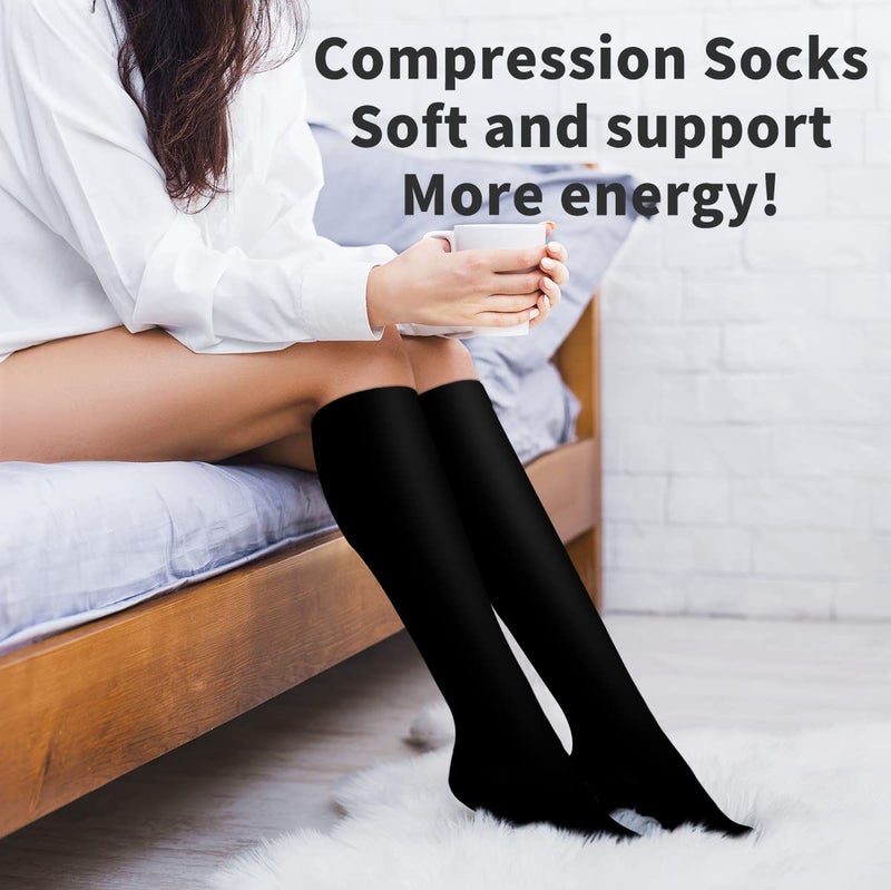 COOLOVER Copper Compression Socks for Women and Men(6 Pairs)-Best Support for Running, Athletic, Nursing, Travel - Image 4