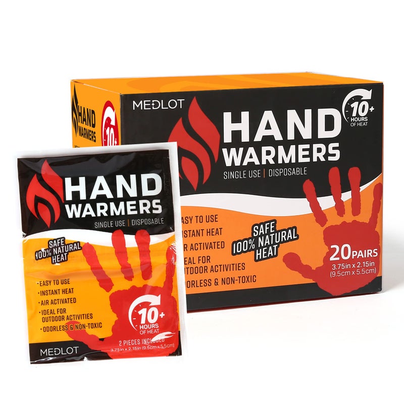 MEDLOT Hand Warmers - Long Lasting, Safe Natural Odorless, Air Activated Warmers - Up to 10 Hours of Heat - 20 Pair, White - Image 1