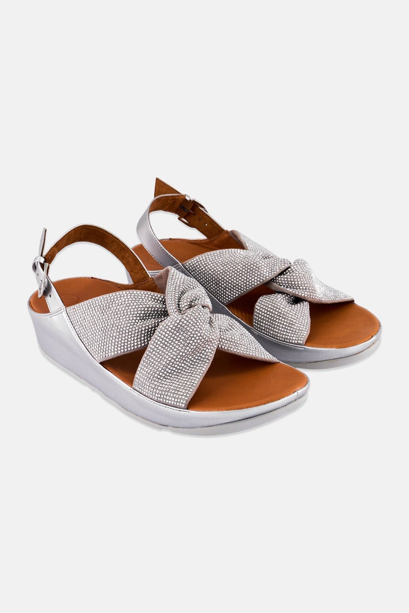 FitFlop Women Adjustable Buckle Sandal, Silver - Image 1