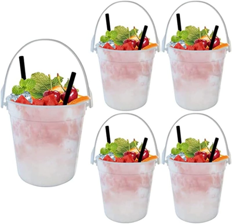 comfrt Plastic Cocktail Buckets for Drinks Anything But A Cup Party Ideas 32oz Reusable Punch Bowls 5Pack 1 Liter Ice Bucket Smoothie Bucket - Image 1