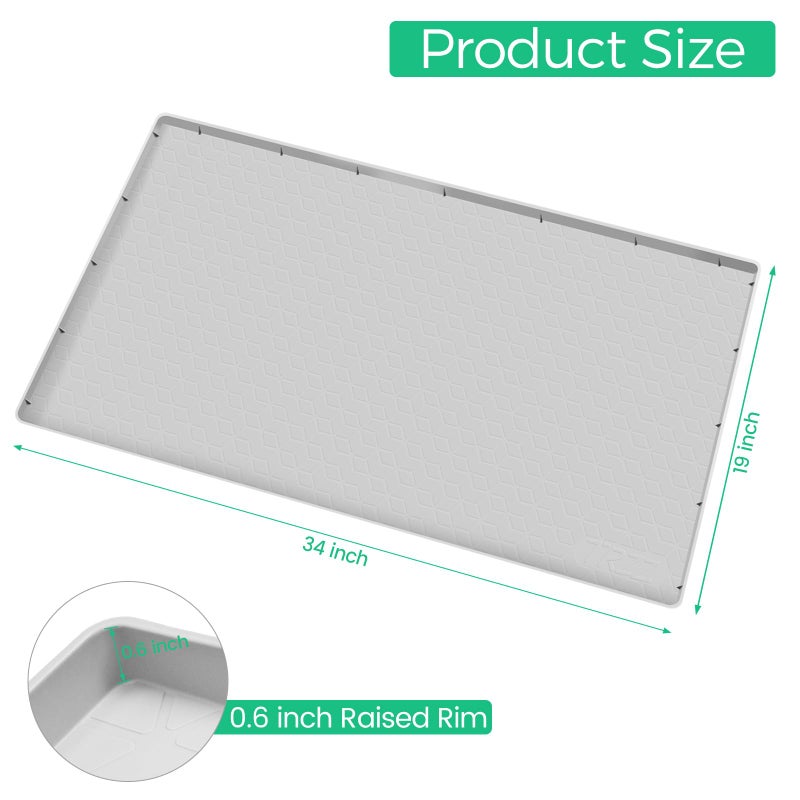 TRZZ Silicone Waterproof Under Sink Mat 34" x 19", Drip Tray and Cabinet Liner for Kitchen and Bathroom, Prevents Water Damage and Organizes Cabinets (Light Grey) - Image 2
