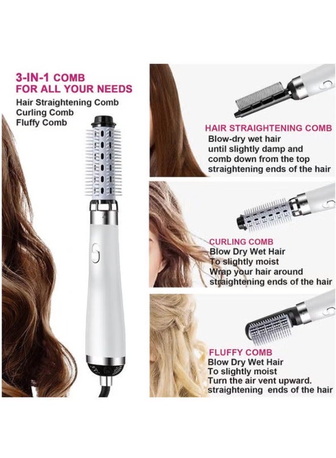 Arabest Hair Dryer Brush, 3-in-1 Hair Dryer Brush, for Fast Drying, Curling Drying, Straightening Combing, Hair Styler, Professional Hot Air Brush Set,  Negative Ion Ceramic Coating (White) - Image 4