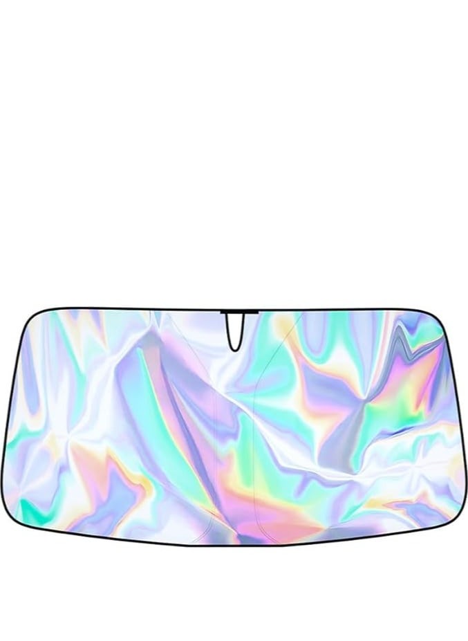 Generic Iridescent color Car Windshield Sun Shade, Front Windshield Sunshade,240T Holographic coating,Keep Car Interior Cool,Universal Fit for Cars,Trucks,SUVs L(55 * 27inch) (55 * 28 inch)  - Image 1