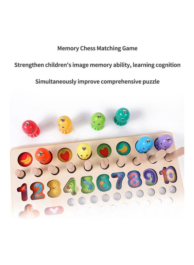Kidle Children Wooden 13 In 1 Clip Bead Puzzle Pairing Number Shape Logarithmic Board Early Education Fishing Game - Image 4