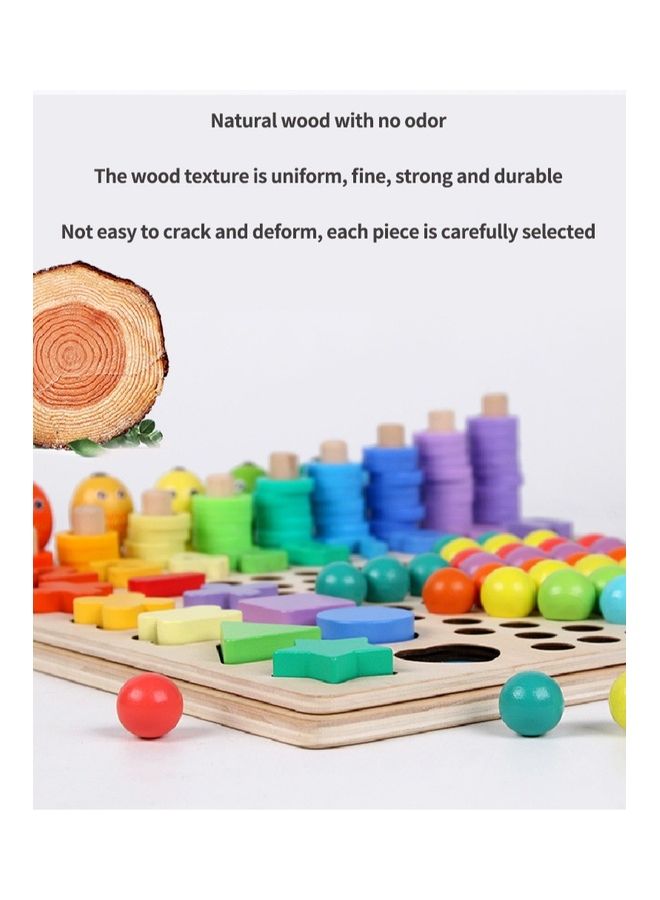 Kidle Children Wooden 13 In 1 Clip Bead Puzzle Pairing Number Shape Logarithmic Board Early Education Fishing Game - Image 3