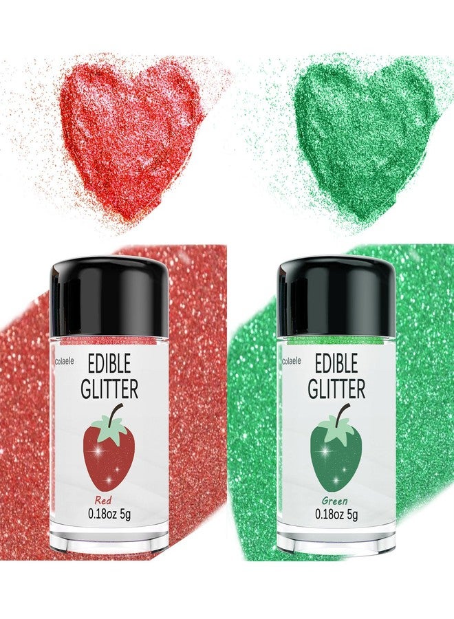 Colaele Christmas Edible Glitter Set for Cakes Drinks - Red & Green Food Safe Sparkle Luster Dust for Holiday Baking, Cookies, Cocktails, Festive Sugar Decorations for Gingerbread,Cupcakes, DIY Party Supplies - Image 5