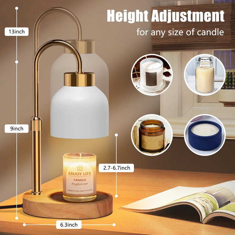 seenlast Candle Warmer Lamp with 2 Bulbs, with Dimmer Adjustable Height,Mothers Day Gifts,Vintage Home Decor,2/4/8H Timer - Image 3