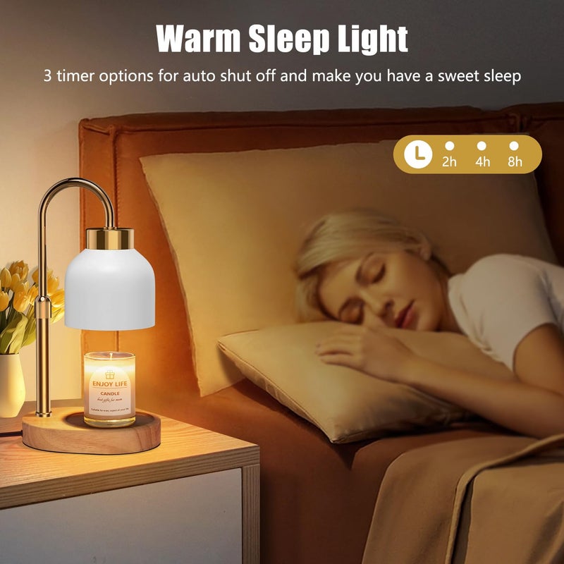 seenlast Candle Warmer Lamp with 2 Bulbs, with Dimmer Adjustable Height,Mothers Day Gifts,Vintage Home Decor,2/4/8H Timer - Image 4