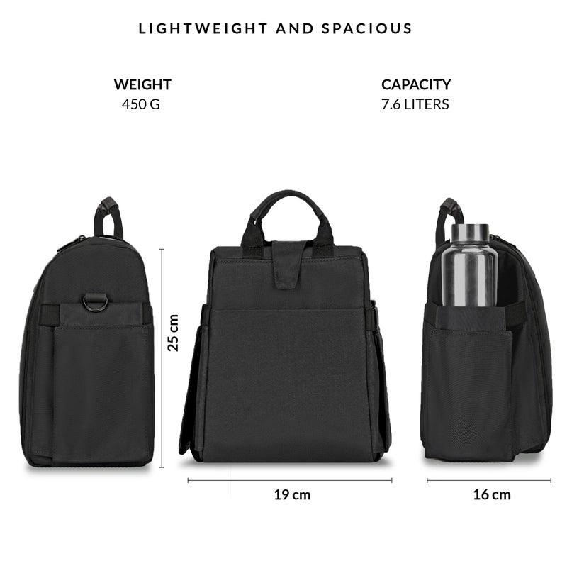 Carriall Lunch Bag for Office | Water-Resistant Tiffin Bag for Office, College, School & Picnic | 8L Reusable Lunch Box Bag for Men, Women (Black) - Image 5