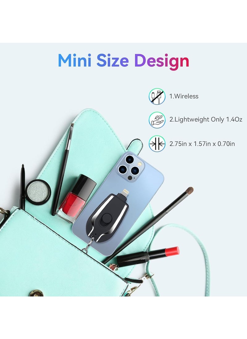 VKL - Mini Emergency Power Outlet, 100% Full Capacity Keychain Portable Charger for iPhone Power Emergency Compartment Fast Charging Power Bank Battery Pack for iPhone, iPad, AirPods, iOS (Black) - Image 1