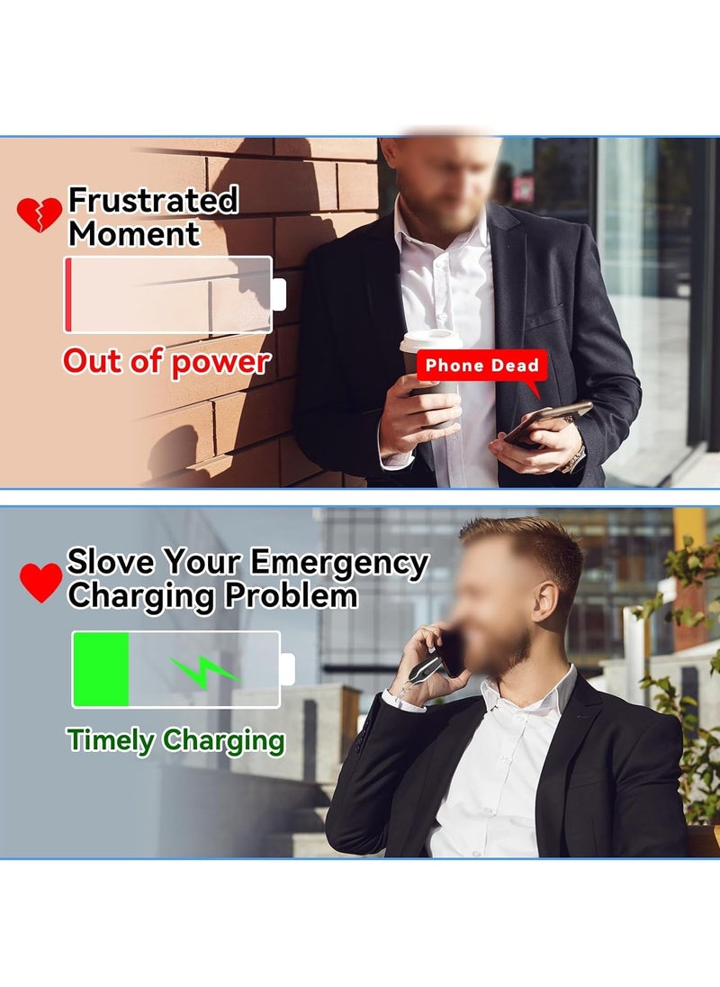 VKL - Mini Emergency Power Outlet, 100% Full Capacity Keychain Portable Charger for iPhone Power Emergency Compartment Fast Charging Power Bank Battery Pack for iPhone, iPad, AirPods, iOS (Black) - Image 1