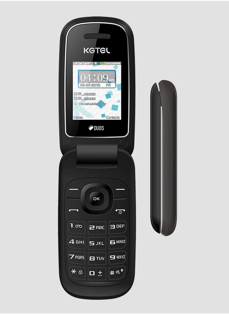 kgtel - KGTEL E1272 Folding GSM Phone Dual-Sim Flip-Flap Calssic Mobile Phone (Black) - Image 1