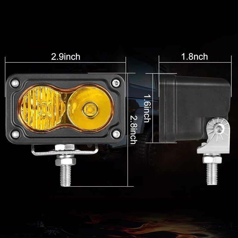 Auto Power Plus LED Pods Amber, 2Pcs 40W 3 Inch Driving Light Yellow Off Road Light LED Bumper Lights Super Bright LED Work Light Cube Waterproof Combo Fog Light for Truck ATV UTV SUV Motorcycle Boat - Image 2