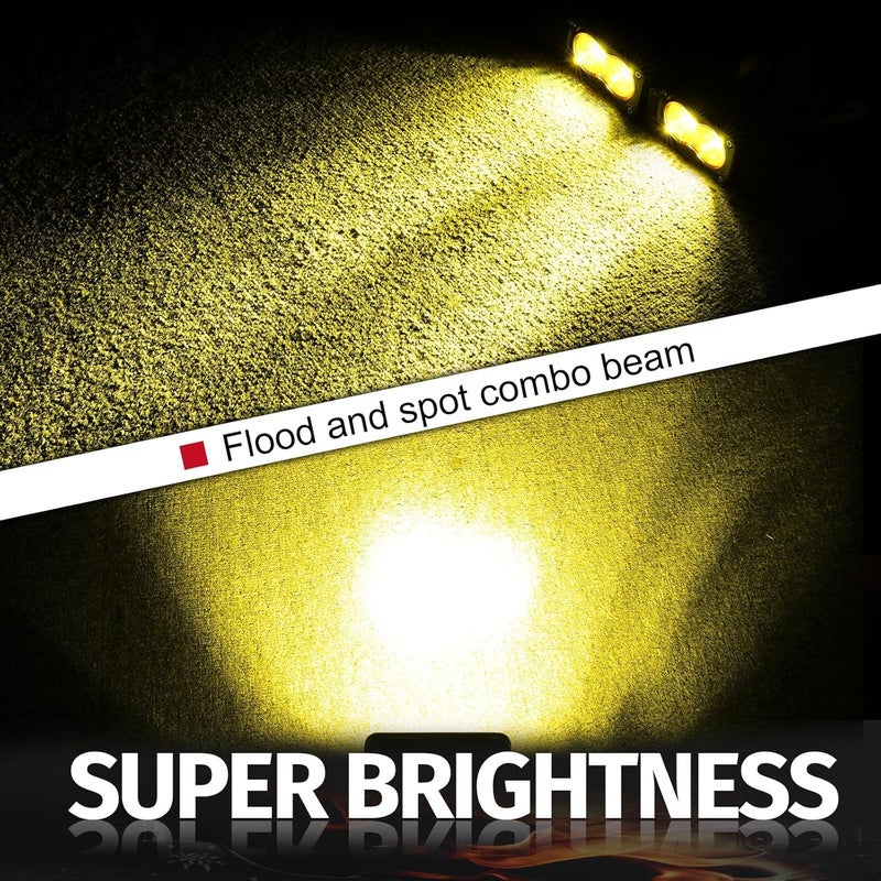 Auto Power Plus LED Pods Amber, 2Pcs 40W 3 Inch Driving Light Yellow Off Road Light LED Bumper Lights Super Bright LED Work Light Cube Waterproof Combo Fog Light for Truck ATV UTV SUV Motorcycle Boat - Image 5