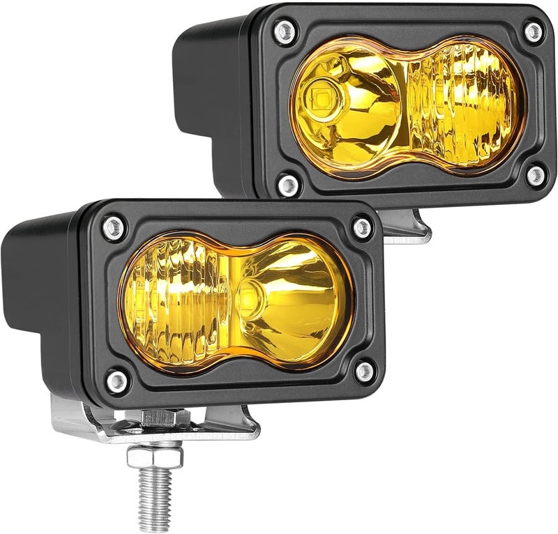 Auto Power Plus LED Pods Amber, 2Pcs 40W 3 Inch Driving Light Yellow Off Road Light LED Bumper Lights Super Bright LED Work Light Cube Waterproof Combo Fog Light for Truck ATV UTV SUV Motorcycle Boat - Image 1