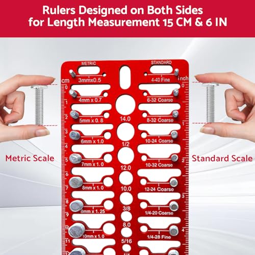 Esdabem 55 Nut and Bolt Thread Checker - Thread Checker Standard and Metric Bolt and Nut Identifier Gauge 20 Standard & 16 Metric 19 Drill Gauges Thread Gauge Screw Size and Thread Gauge Inch & Metric - Image 2