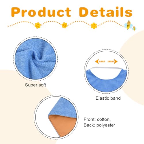 Vicloon Baby Bibs, 5PCS Terry Bib Set, Baby Bibs for Boys, Girls, Terry Drool Cotton Bibs Waterproof protection, Adjustable Elastic Strap, Baby Bandana Drool Bibs for Feeding, Teething Drooling(Color) - Image 3