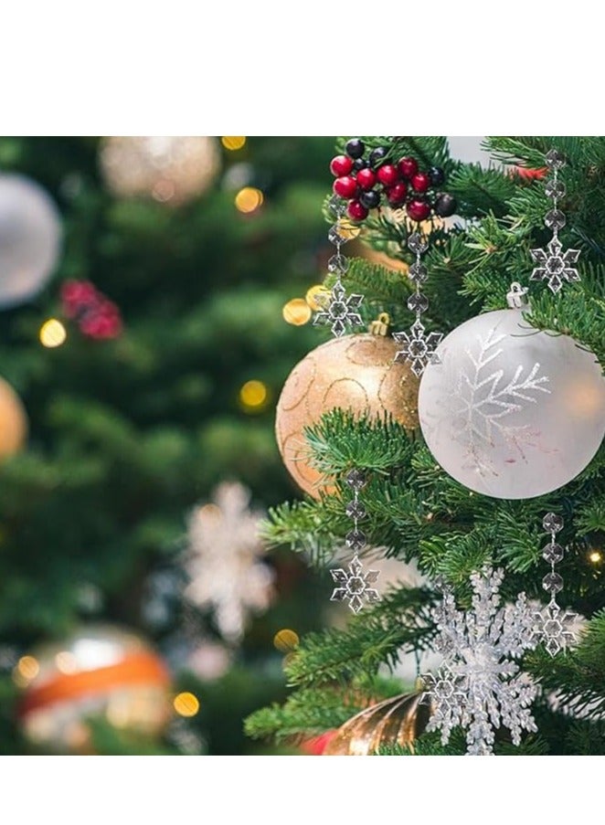 30 PCS Crystal Snowflake Christmas Ornaments for Tree Decorations, Hanging Acrylic Clear Hanging Snowflake Ornaments with Drop Pendants for Winter Wonderland Decor Party Supplies - Image 4