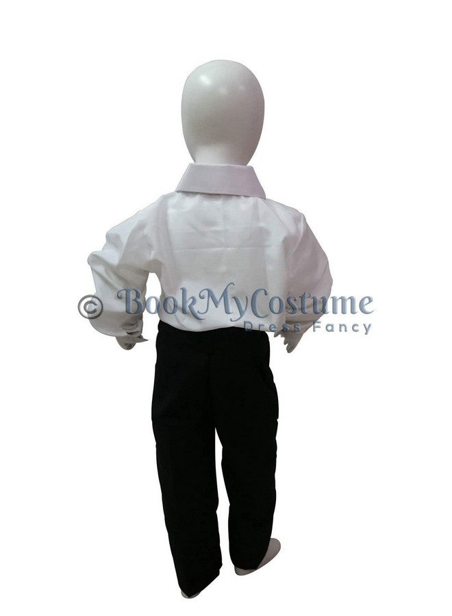 BookMyCostume BookMyCostume Black Pant and White Shirt Formal Party Combo Kids Fancy Dress Costume 5-6 years  - Image 3