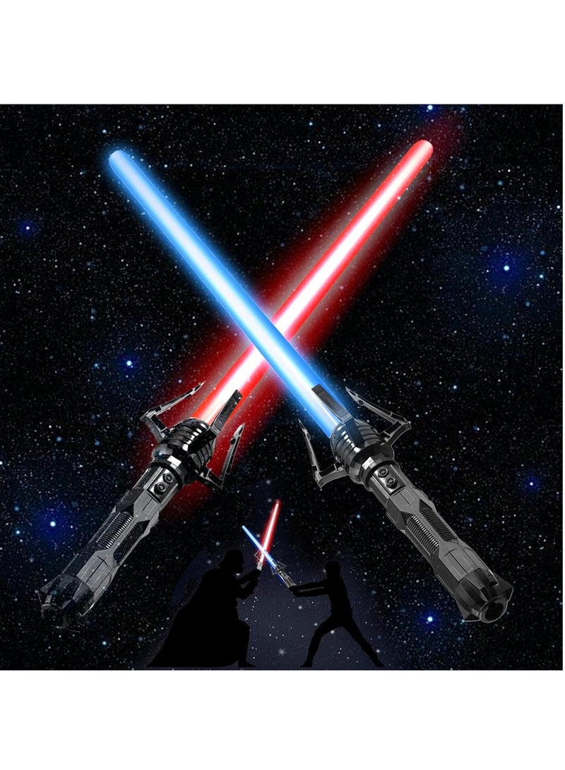 GUDOO سيوف ضوئية للأطفال، طقم مكون من قطعتين، سيف ضوئي مزدوج 2 في 1 بطول 149 سم مع مؤثرات صوتية (تستجيب للحركة)، بلونين أحمر وأزرق، لعبة سيوف ضوئية للأطفال، معدات قتال تخيلية للأطفال. - Image 1