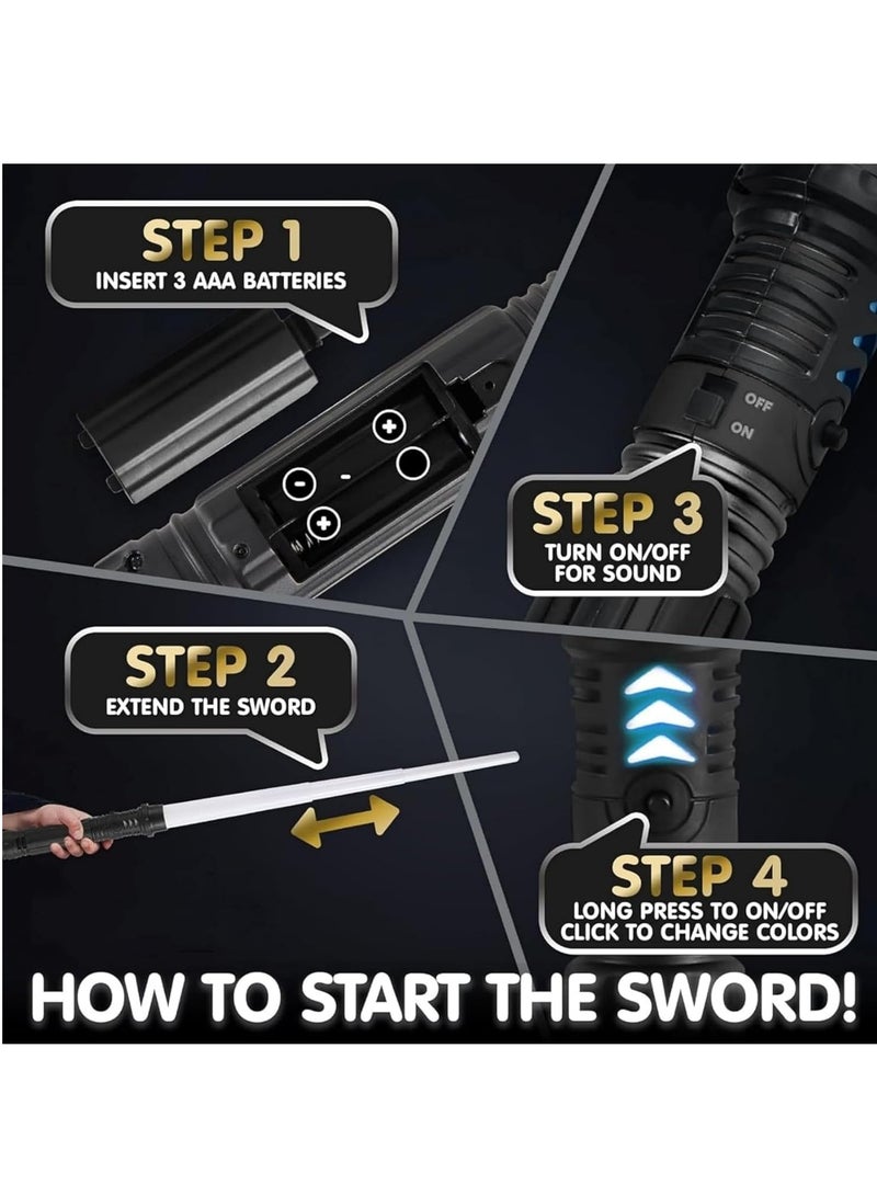 GUDOO سيوف ضوئية للأطفال، طقم مكون من قطعتين، سيف ضوئي مزدوج 2 في 1 بطول 149 سم مع مؤثرات صوتية (تستجيب للحركة)، بلونين أحمر وأزرق، لعبة سيوف ضوئية للأطفال، معدات قتال تخيلية للأطفال. - Image 5