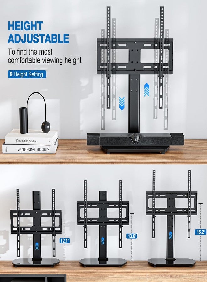 HOLMAXD Universal TV Stand for 27-60 Inch TVs with Swivel Mount, Height Adjustable Table Top TV Stand Mount, Heavy Duty Tempered Glass Base, TV Pedestal Stand Holds up to 88 lbs, VESA 400x400mm - Image 3