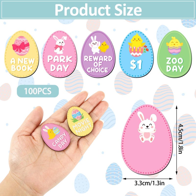 DTOFOOT 100 PCS Easter Egg Fillers, Wooden Easter Egg Tokens with 25 Different Designs Easter Prizes Stuffers Coins for Family Easter Egg Hunt Activities Party Favor Supplies - Image 2