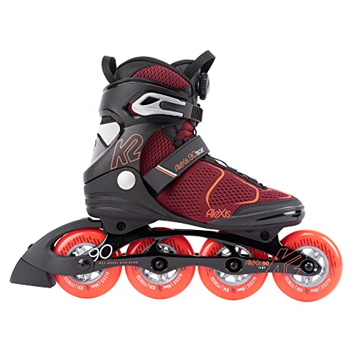 K2 Skate Alexis 90 Boa, Color: Burgandy/Orange, Size: 7.5 (I220202201075) - Image 2