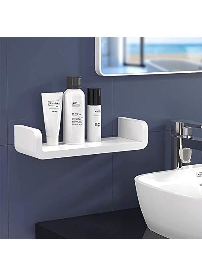 Self Adhesive Wall Mounted Plastic Bathroom Shelf for Shower, Kitchen, Bedroom, Toilet, 12.5in  - Image 1