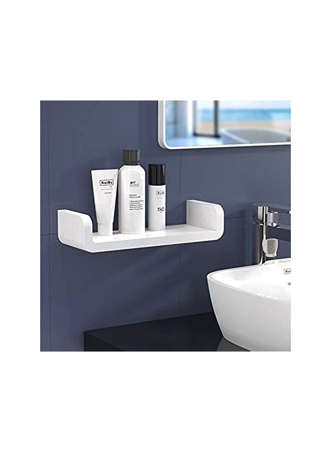 Self Adhesive Wall Mounted Plastic Bathroom Shelf for Shower, Kitchen, Bedroom, Toilet, 12.5in  - Image 2