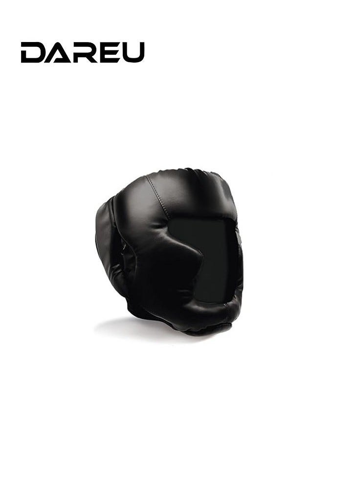 DAREU Black Boxing Headgear – Adjustable Sparring Helmet for Boxing, MMA, Muay Thai, Kickboxing, Martial Arts Training - Image 1