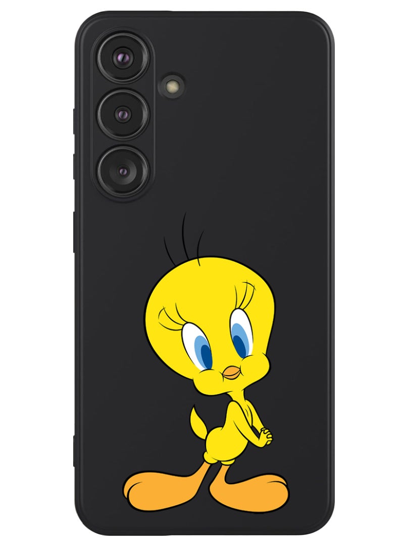 Theodor Protective Slim Fit Case Liquid Silicone Cover with Full Body Protection Anti-Scratch Shockproof Case For Samsung Galaxy S24 (Black) - Tweety - Image 1