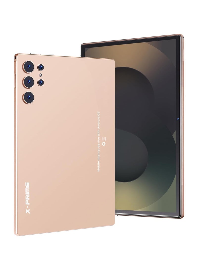 اكس برايم جهاز لوحي ذكي S25 Ultra+ بشاشة عالية الدقة مقاس 10.1 بوصة يعمل بنظام أندرويد ولوحة مفاتيح وذاكرة وصول عشوائي (RAM) سعة 1 تيرابايت وبطاقة SIM مزدوجة وشبكة 5G وواي فاي وكاميرا مزدوجة ومعالج ثماني النواة باللون الذهبي - Image 1