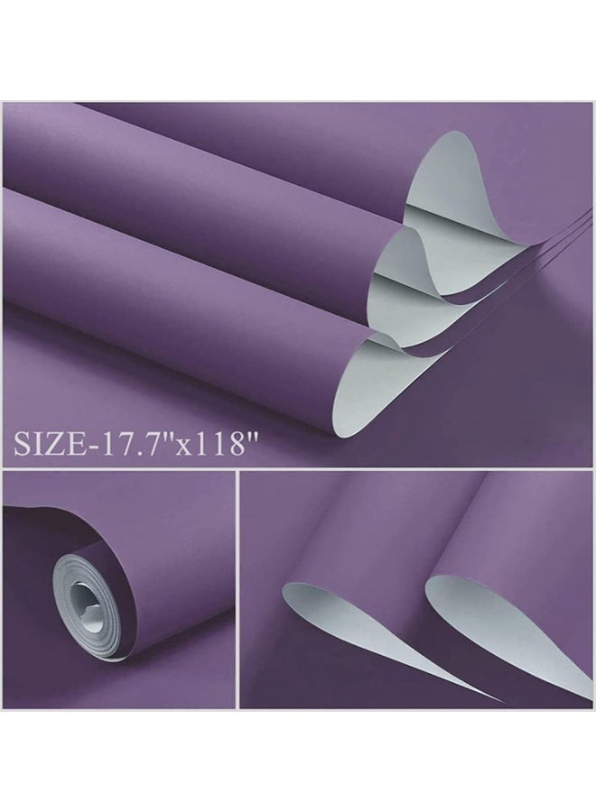 Dimoon Wallpaper 78.7 Inch X17.7 Inch Purple Peel And Stick Wallpaper Waterproof Wallpaper Removable Purple Contact Paper Solid Pure Purple  - Image 2