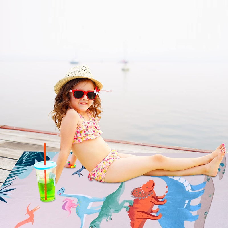 LIVILAN Small Dinosaur Beach Towel for Kids, 24â€x48â€, Microfiber, Quick Dry, Sand Free, Lightweight, Thin, Perfect for Girls, Boys, Bath, Swim, Shower, Unique Dinosaur Gifts and Decorations - Image 3