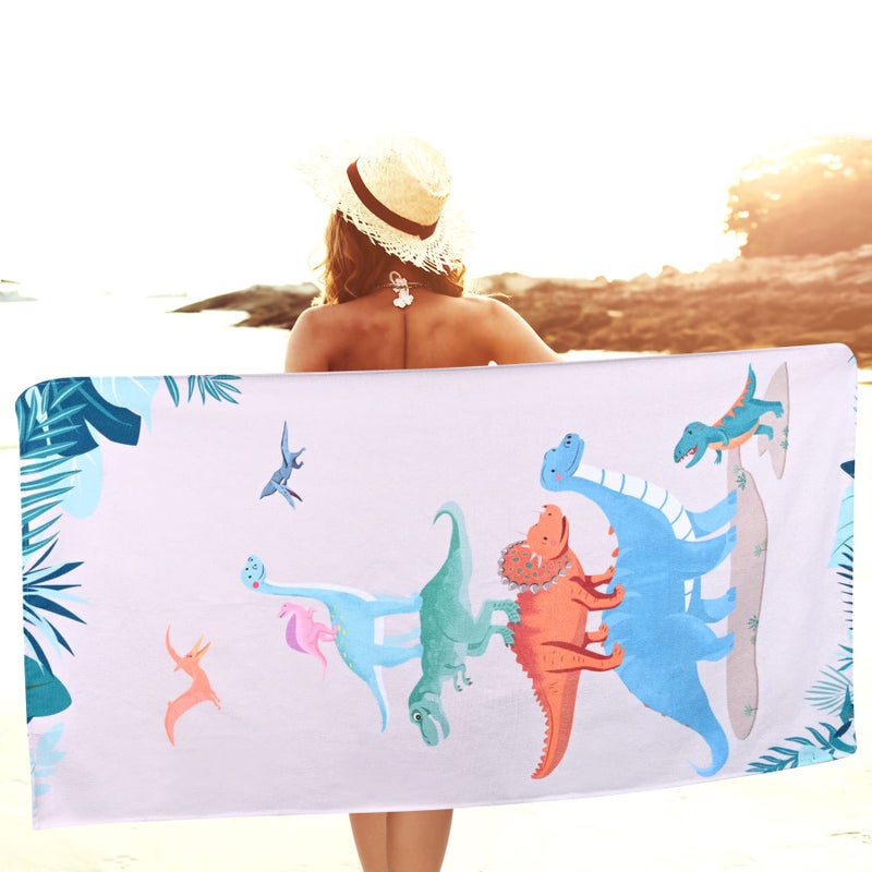 LIVILAN Small Dinosaur Beach Towel for Kids, 24â€x48â€, Microfiber, Quick Dry, Sand Free, Lightweight, Thin, Perfect for Girls, Boys, Bath, Swim, Shower, Unique Dinosaur Gifts and Decorations - Image 2