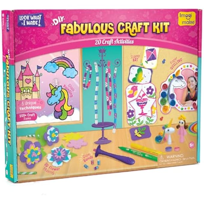 FABULOUS CRAFT KIT FOR KIDS 5+ YEARS | ART & CRAFTS FOR BOYS AND GIRLS | GLASS PAINTING | FLOWER MAKING | STAMP ART | QUILLING | GLAM BANDS | CHRISTMAS GIFTS FOR 5,6,7,8,9,10,11,12 - Image 1