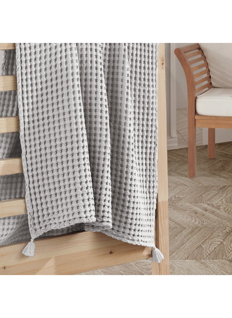 Casadora Baby 100% Cotton Single Thick Waffle Blanket - Gray - 160 x 220 cm  - Image 4