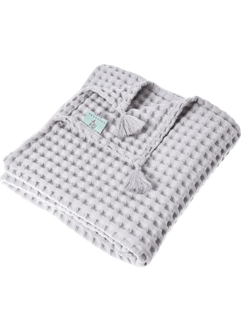 Casadora Baby 100% Cotton Single Thick Waffle Blanket - Gray - 160 x 220 cm  - Image 2