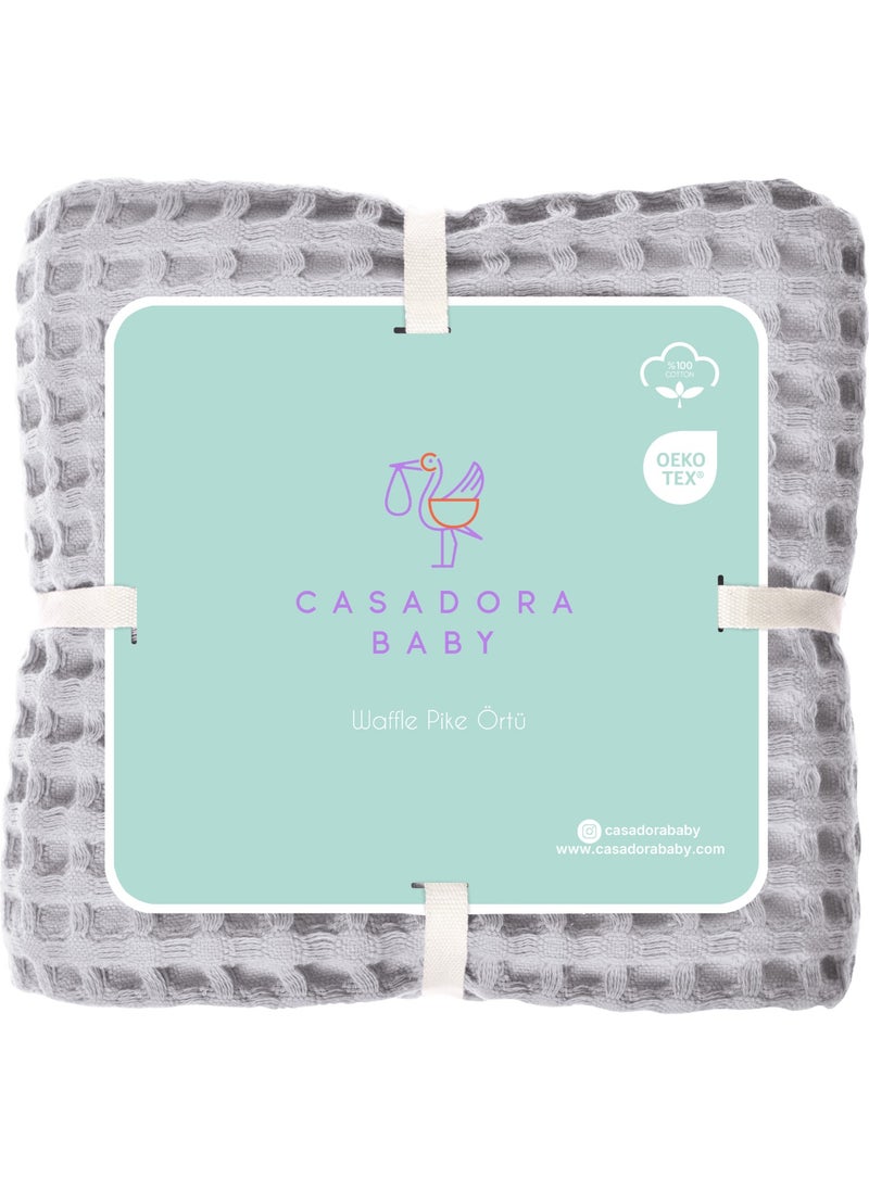 Casadora Baby 100% Cotton Single Thick Waffle Blanket - Gray - 160 x 220 cm  - Image 5