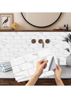 RATSAW 3D Wall Panels Peel and Stick Wallpaper 12PCS 30 x 15cm Wall Tiles Self Adhesive Waterproof Wall Sticker Brick Wallpaper Decorative Tiles Stickers for Kitchen Bathroom Wall Decor  - Image 1