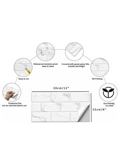 RATSAW 3D Wall Panels Peel and Stick Wallpaper 12PCS 30 x 15cm Wall Tiles Self Adhesive Waterproof Wall Sticker Brick Wallpaper Decorative Tiles Stickers for Kitchen Bathroom Wall Decor  - Image 4